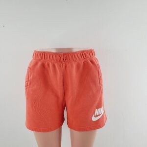 Nike Womens Orange Sportswear Logo Elastic Waist Drawstring Athletic Shorts Sz S